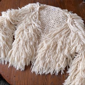 Cream color fringe sweater